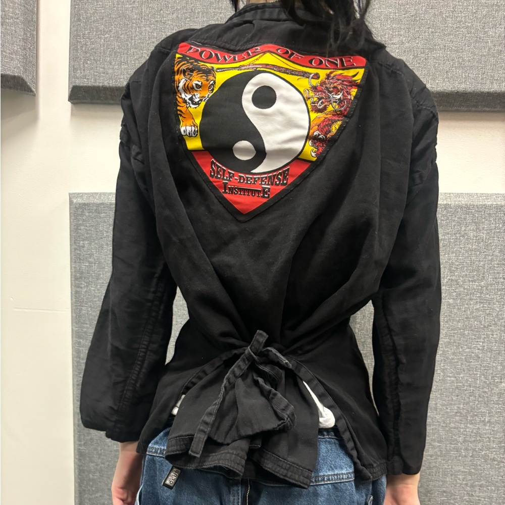 Black Martial Arts Self-Defense top with Graphic Back